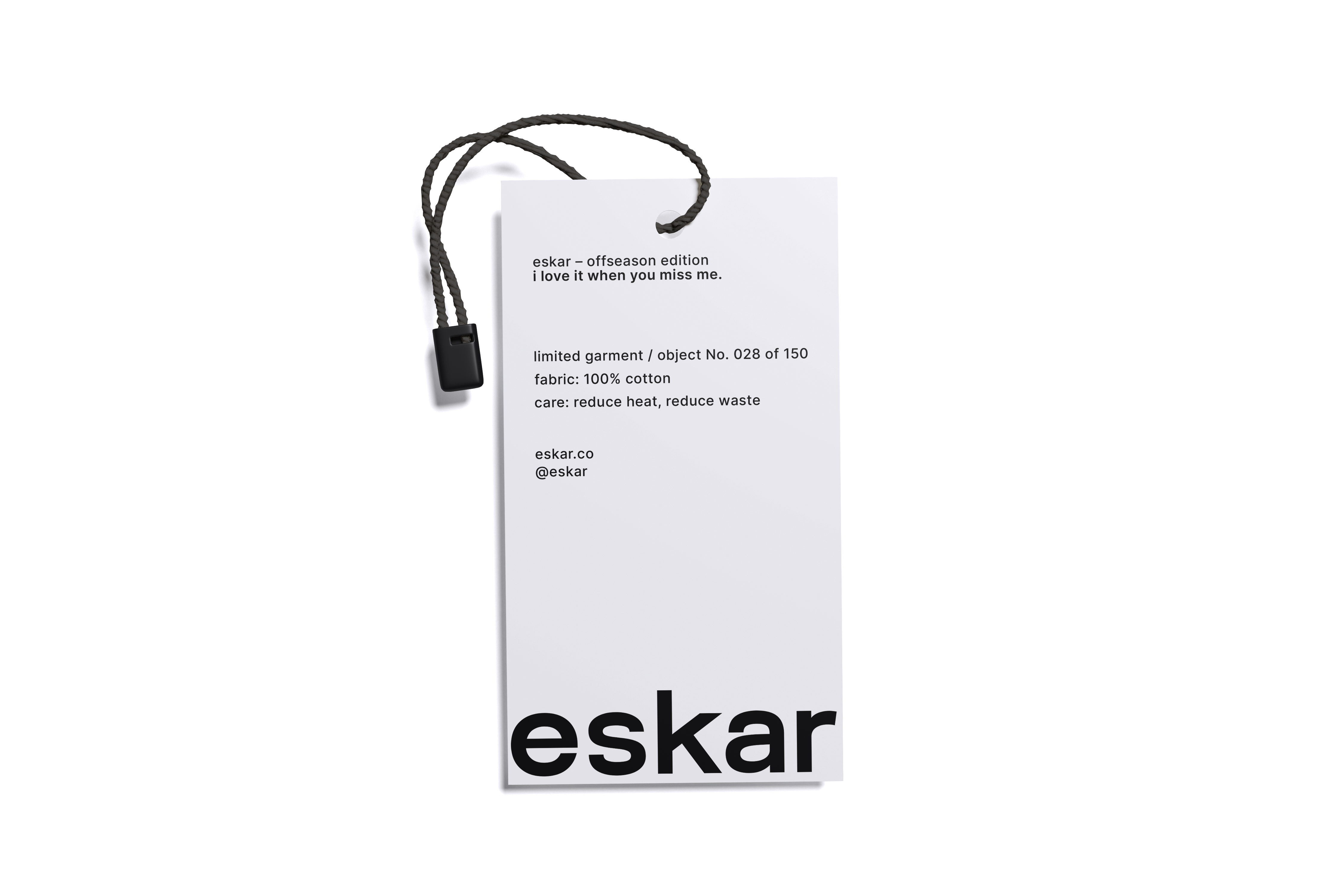 Label tag mockup with eskar branding